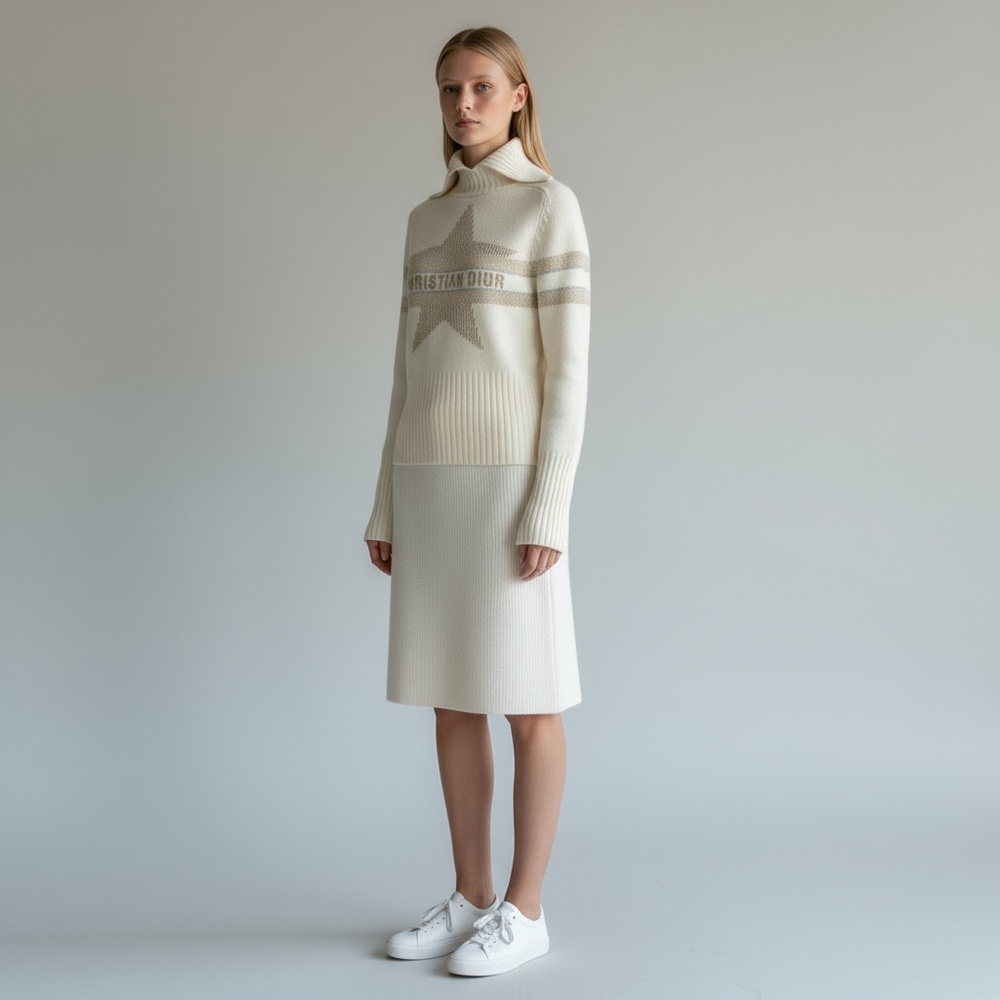 Dior Cream Sweater with Star Design
